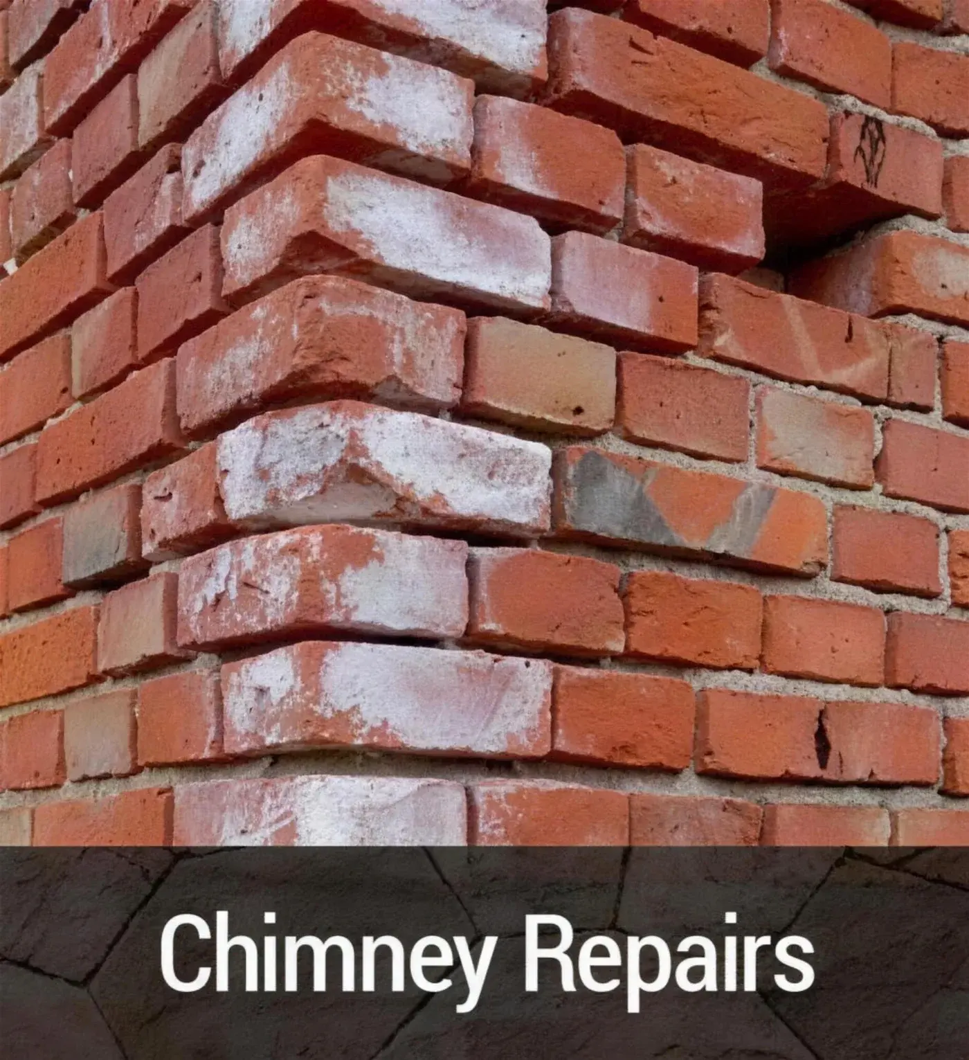 Damaged masonry chimney crown and brickwork awaiting repair in Amarillo
