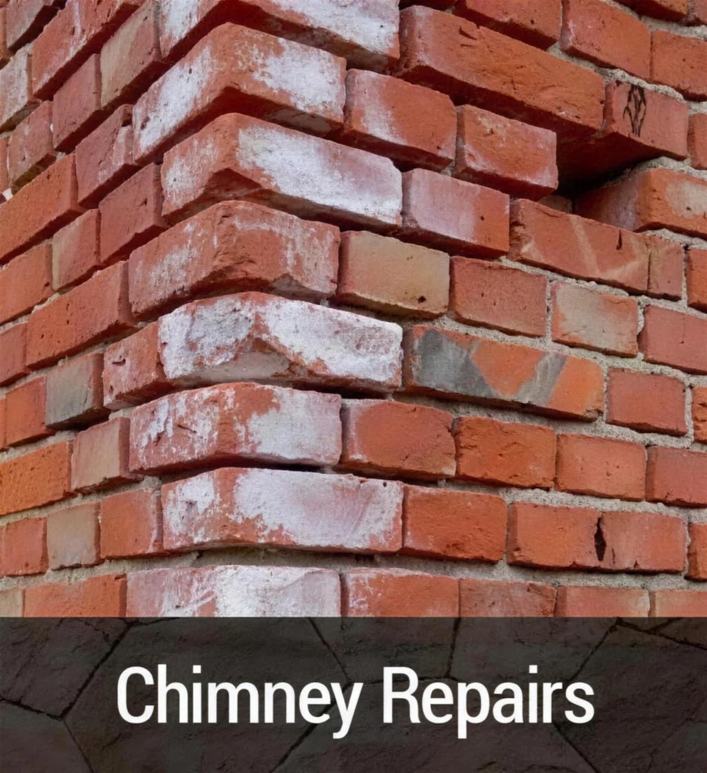 Damaged masonry chimney crown and brickwork awaiting repair in Amarillo